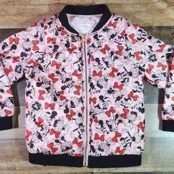 Disney Tutu Couture Minnie Mouse Puffy Bomber Jacket Pink Satin Size 5/6 