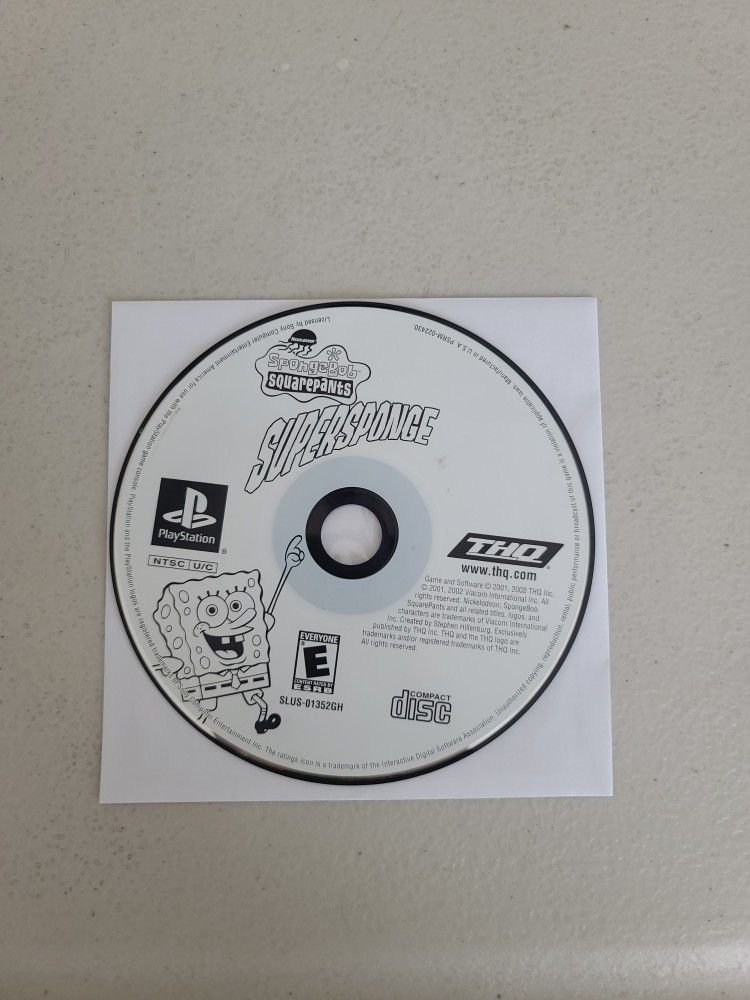 SpongeBob SquarePants SuperSponge Sony PlayStation 1 PS1 Loose Video Game 2001