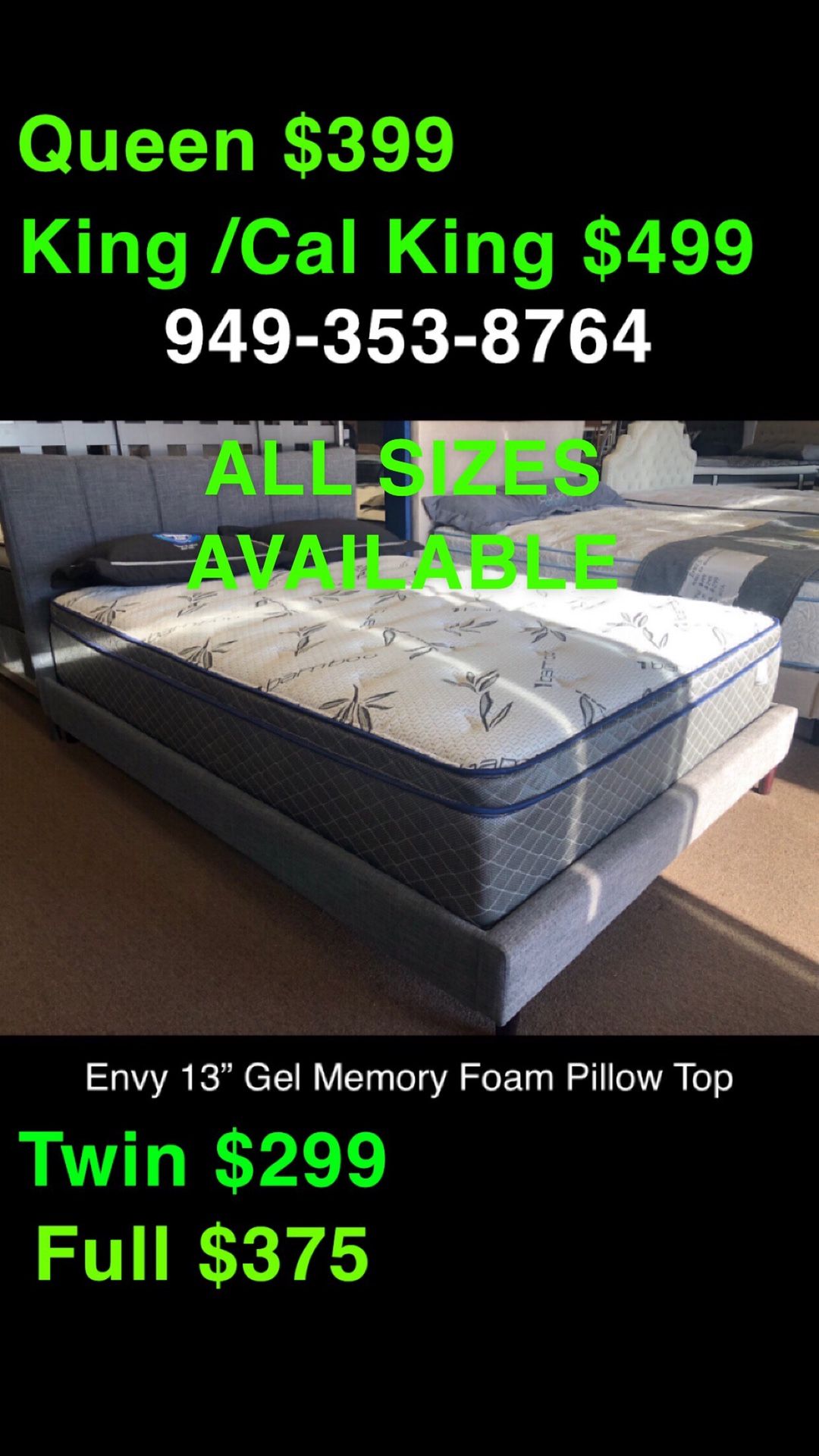 KING / CAL KING COOL GEL MEMORY FOAM HYBRID PILLOW TOP MATTRESS βοΈ INDIVIDUAL COILS β€οΈALL SIZES AVAILABLE π MADE IN πΊπΈ