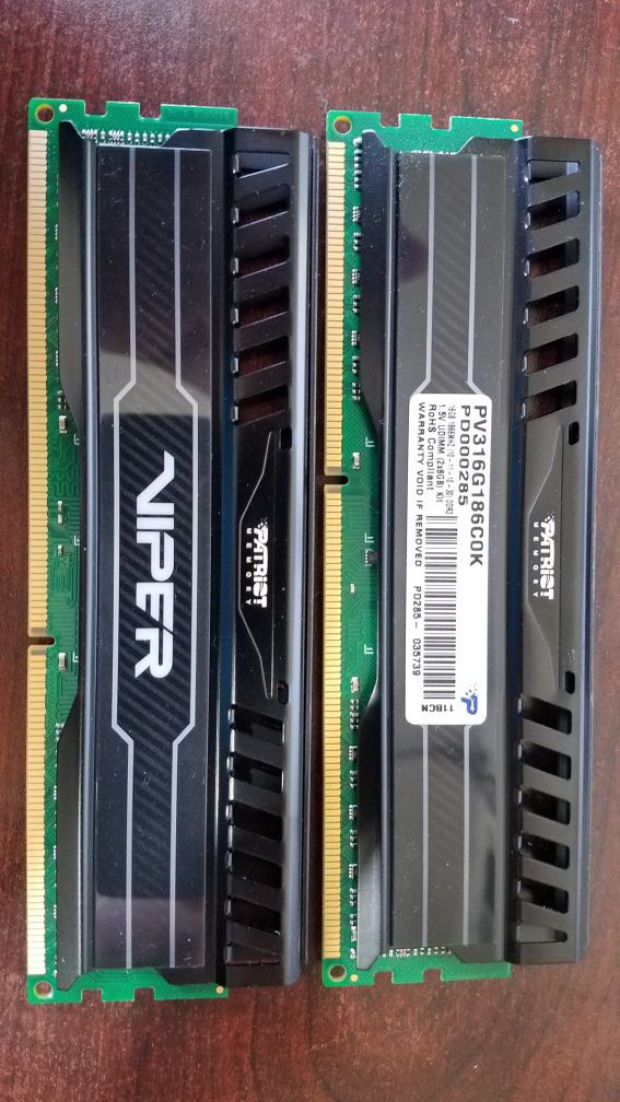 Patriot Ram sticks (2x8) 16GB DDR3 (1866mhz)