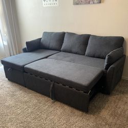 Gray Easton 84” Sleeper Sectional Sofa with Reversible Storage Chaise