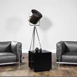 Black Glass End Table