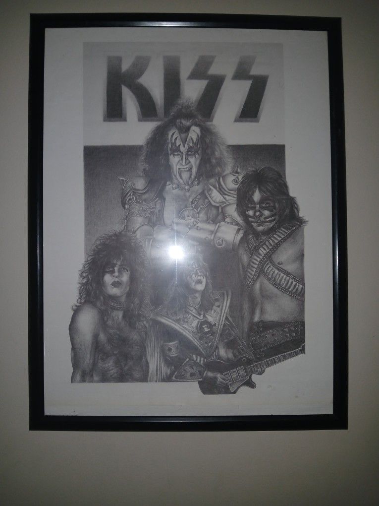 Kiss Pencil Art Print Paul Stanley, Gene Simmons, Ace Frehley, And Peter Criss