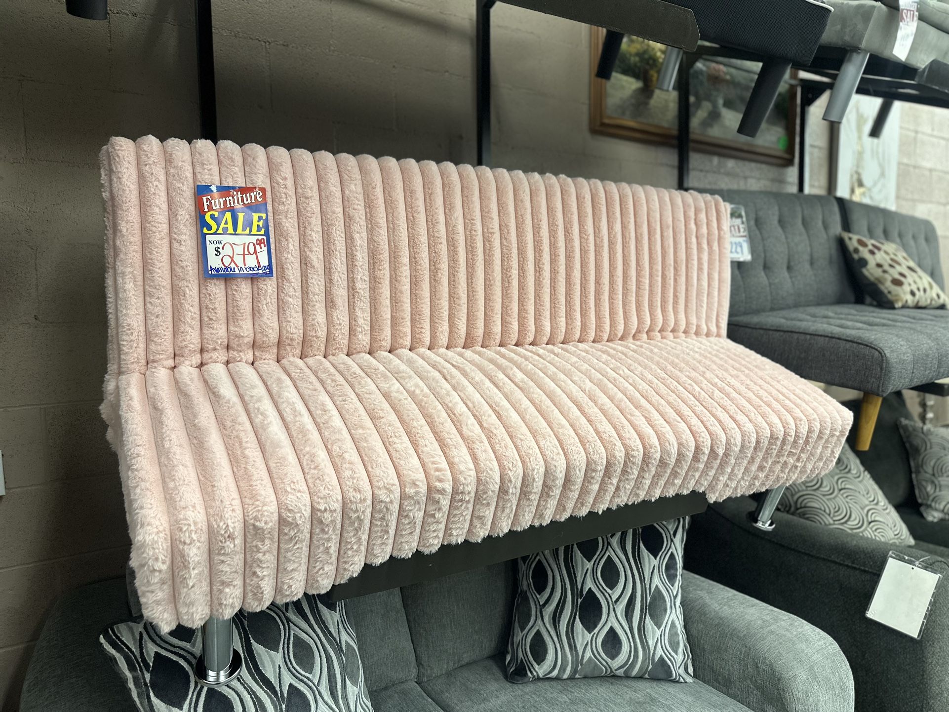 $250 Pink Corduroy Futon