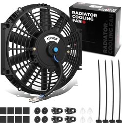 DNA Motoring 12 Inch High Performace Electric Cooling Slim Radiator Fan with Mount Kit, Black, RAF-12+FMK