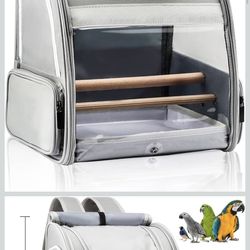 Bird Carrier Backpack - Pet Travel Cage with Upgraded Tray and Standing Perches