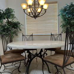 Carrera Travertine 60” Table And Chairs 