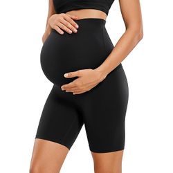 NEW Time and Tru Women's Maternity Bike Shorts - Size Medium - Black