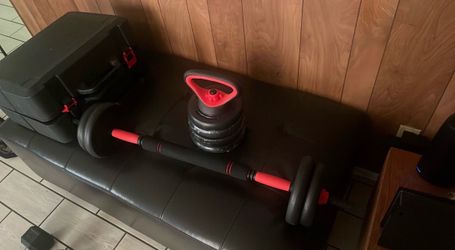 FitRx SmartBell Gym, 100lbs. Adjustable Dumbbells, Kettlebells and Barbell Weight Set, Metal Barbell