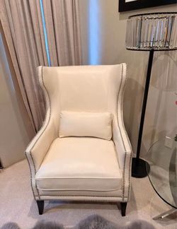 Z Gallerie Leather Wingback Accent Chair with Nailhead Trim