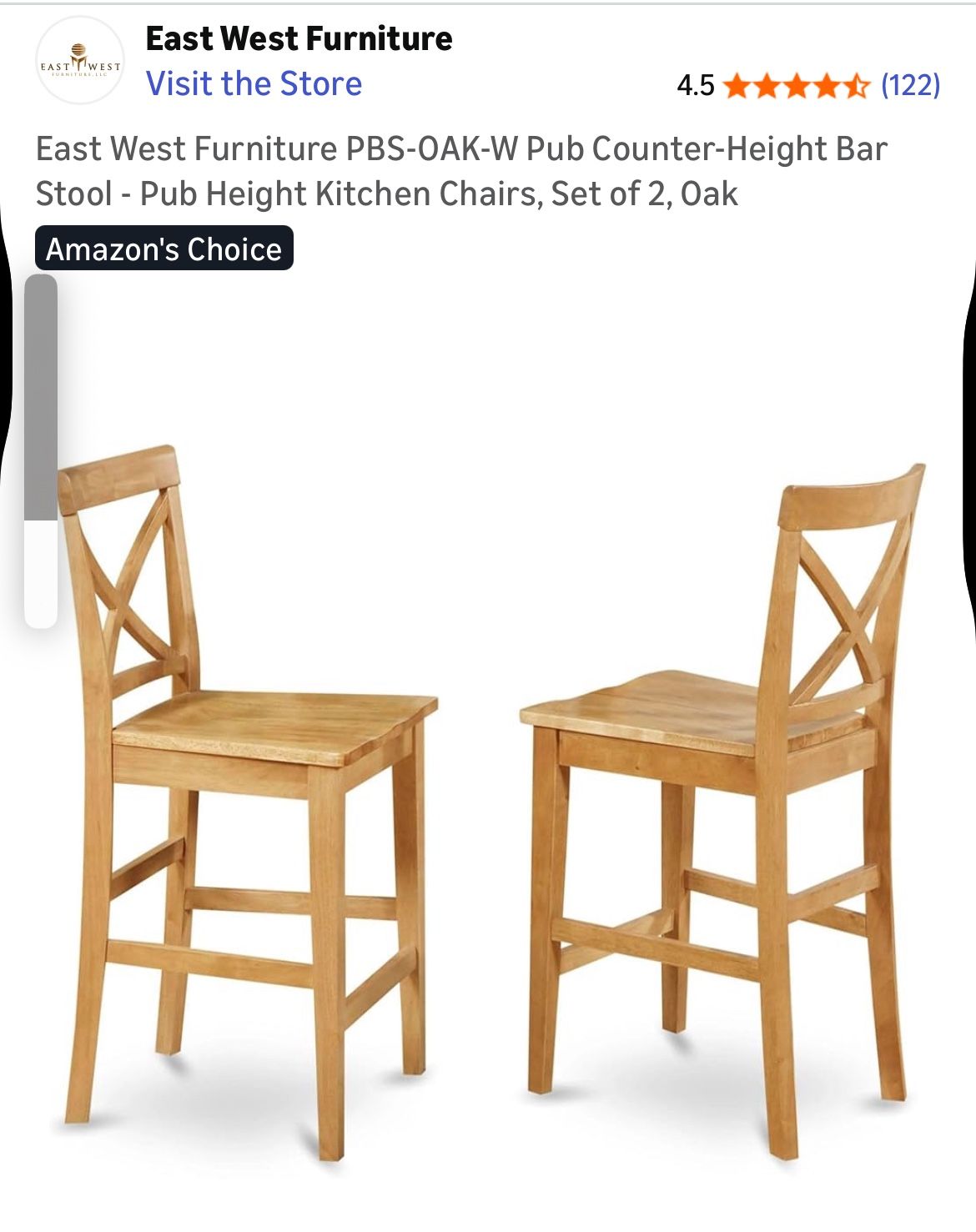 2 Counter Height Wood Chairs