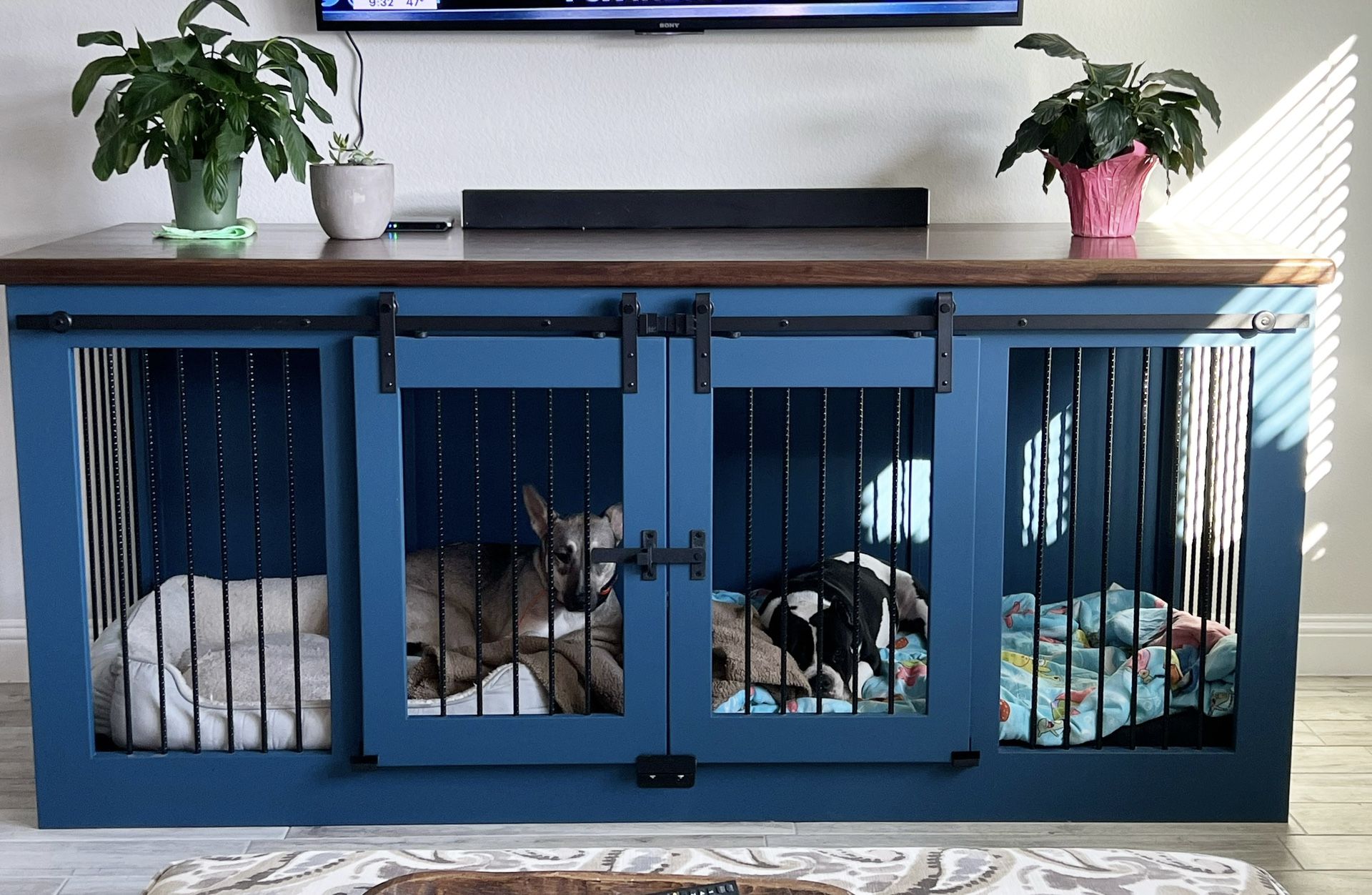 Custom XXL Double Dog Crate / Kennel / TV Stand / Credenza / Entertainment Center