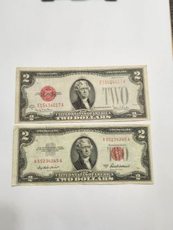 1928 & 1953  Two Dollars Red Seal / Antique Banknotes