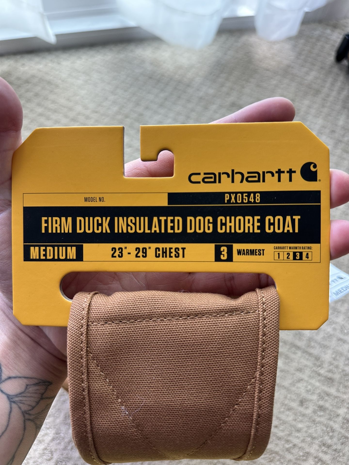 Brand New Carhartt Chore Insulated Dog Coat, Brown, Medium
