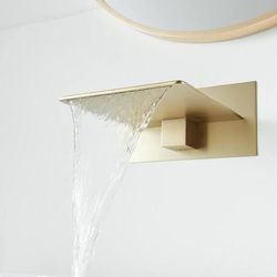 Luxury Waterfall Wall Mount Faucet In Brushed Gold