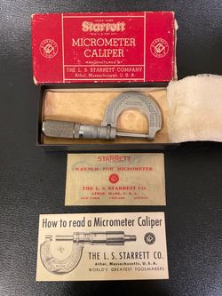 Starrett Micrometer Caliper with Box and Papers