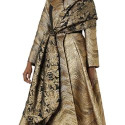 MAKING THE CUT Metallic Jaquard Coat & Scarf