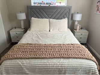 Gray bed frame