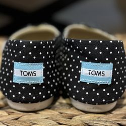 TOMS Belmont Loafer Shoes Black and White Polka Dot
