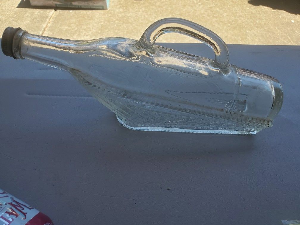 Vintage Glass Wine Bottle W/ Handle London 1966