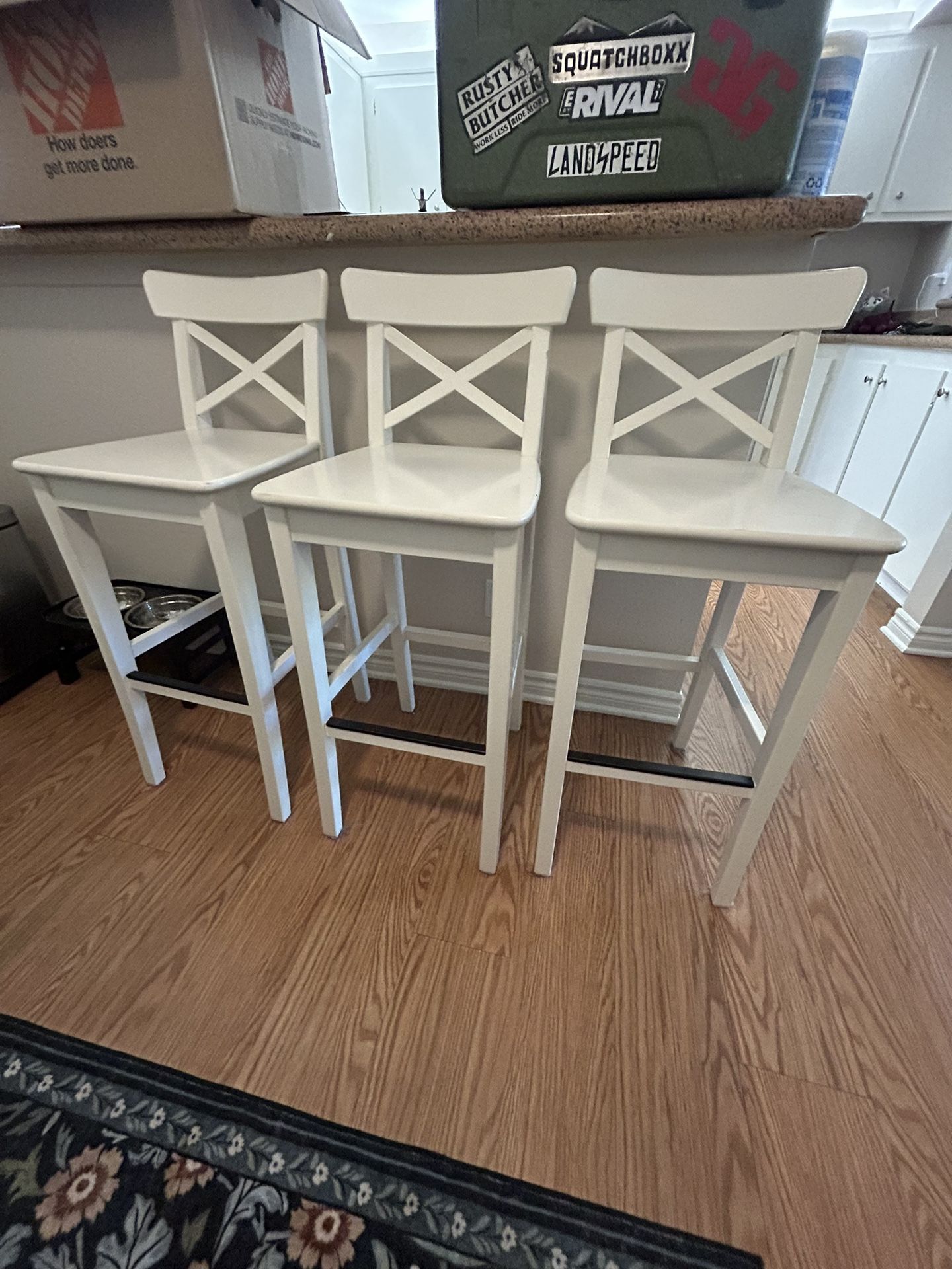 Bar stool with backrest, white IKEA INGOLF 