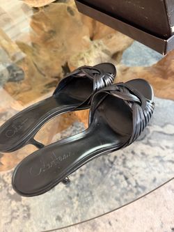 COLE HAAN LADIES BLACK LEATHER MULE 3 INCH HEEL SIZE 8.5 RONDA SLIDE
