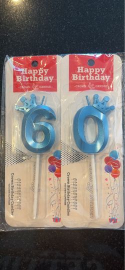 60th Birthday Number Candles Blue Crown