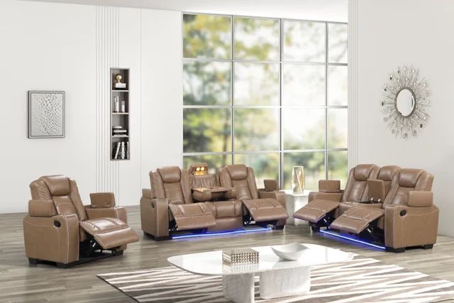 Stefano10 Reclining 3pc LED/Speaker/Storage/USB 🚛🚛🚛