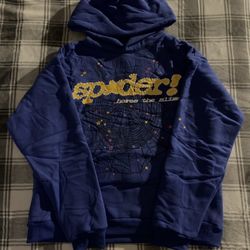 Sp5der Hoodie Blue Large