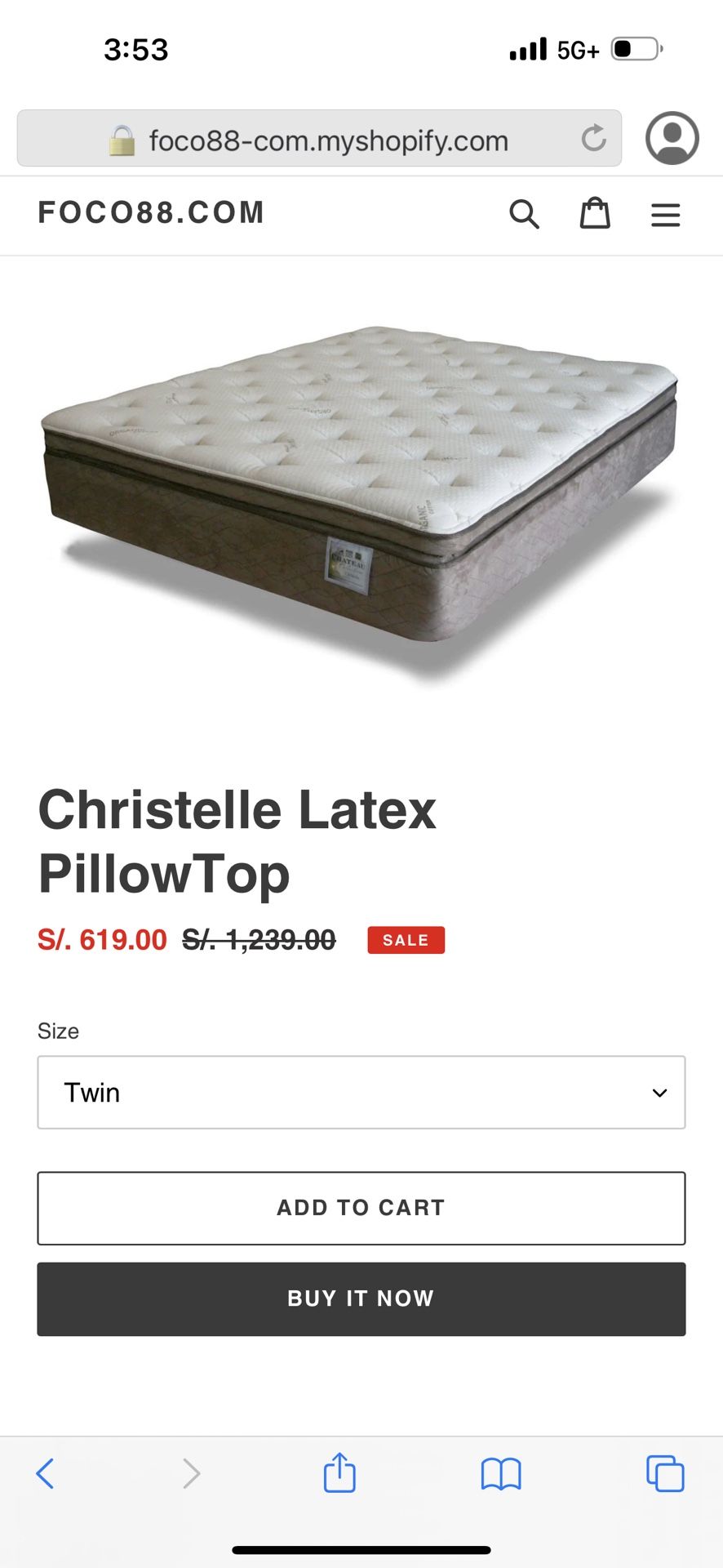 StressoPedic Christelle Twin Pillow Top Mattress for Sale in Seguin