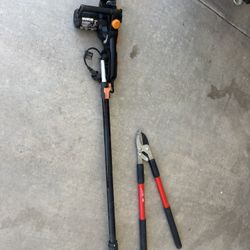 Worx Electric Pole Chain Saw And Compound Anvil Lopping Shears
