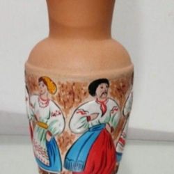 POTTERY ARTWORK -HAND PAINTED  VASE 8"×3" - P999