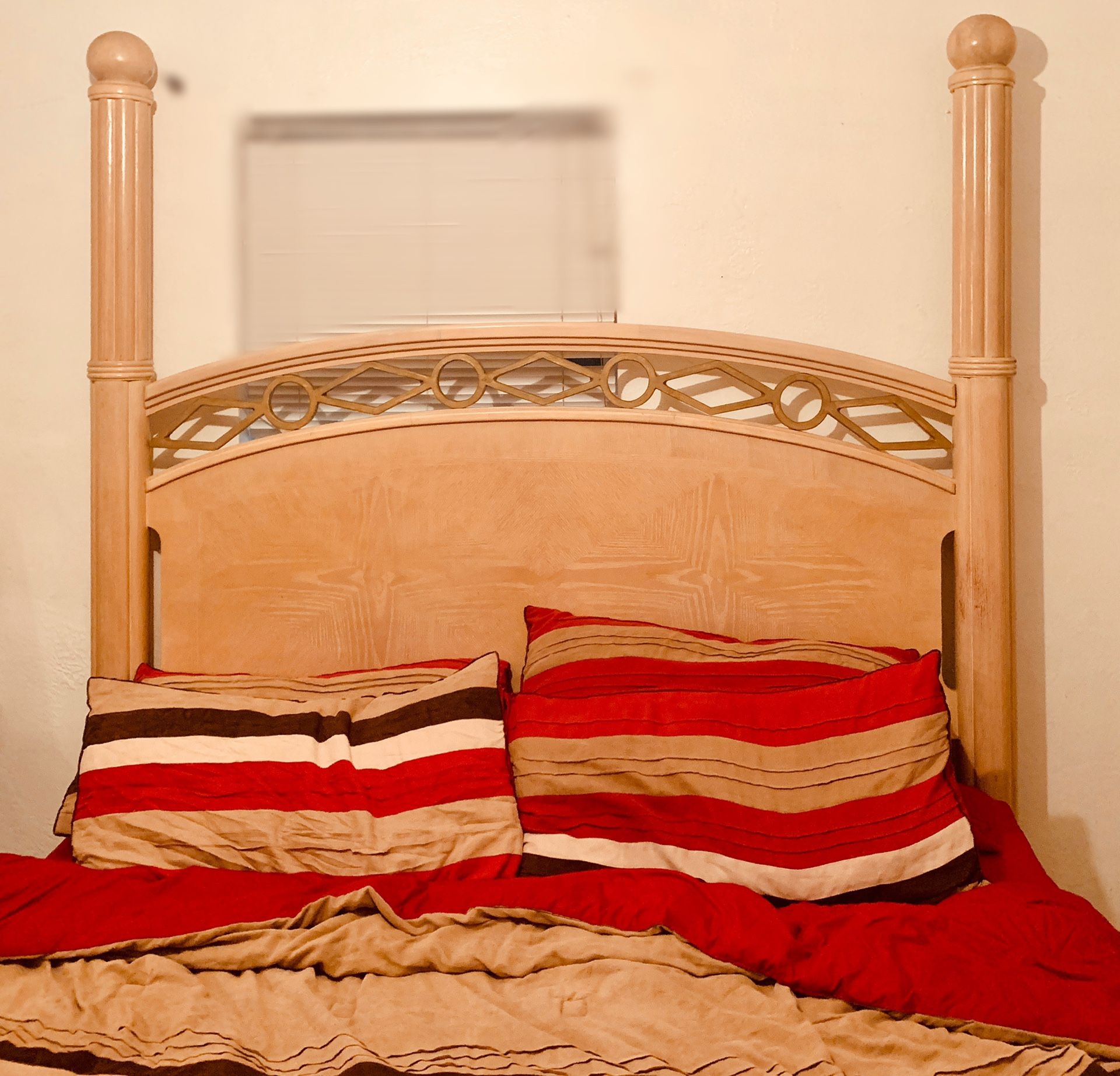 Solid wood king bed frame