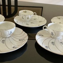 VINTAGE YAMAKA  CHINA/JAPAN Luncheon/Snack Plates With Marching Plates. Set Of 5. 