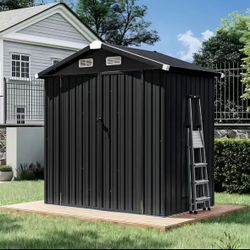 (brand New) 4x6 Ft Metal Storage Shed - Black 