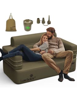 LUXCHOICE Inflatable Couch Camping Chair Air Sofa with Built-in Rechargeable Pump