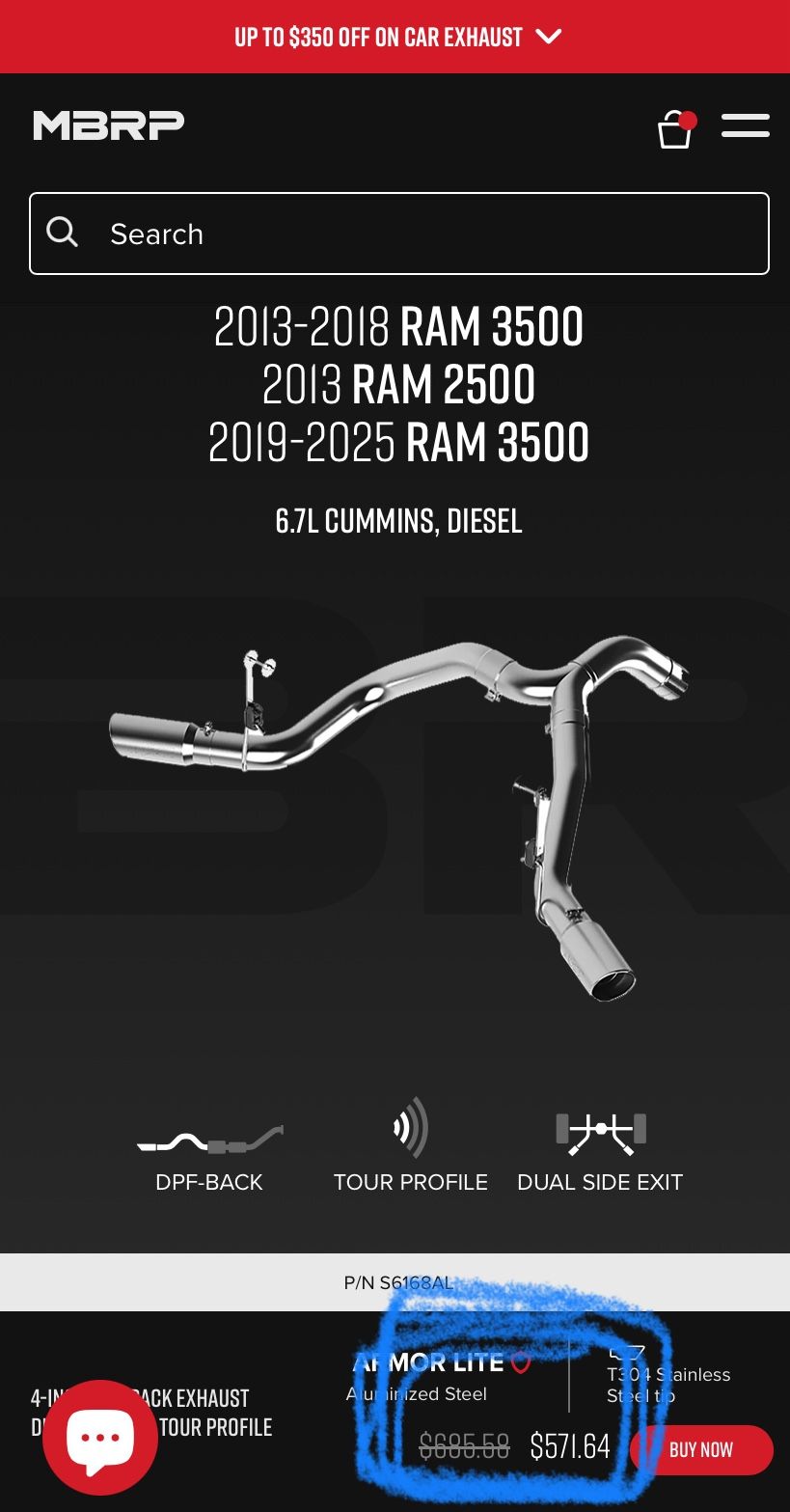 MBRP exhaust system for Dodge ram