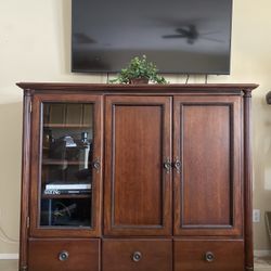 Wood Entertainment Center with Storage 