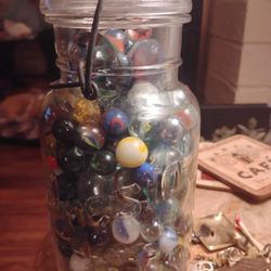 Large Presto Jar Full Of Vintage Marbles!