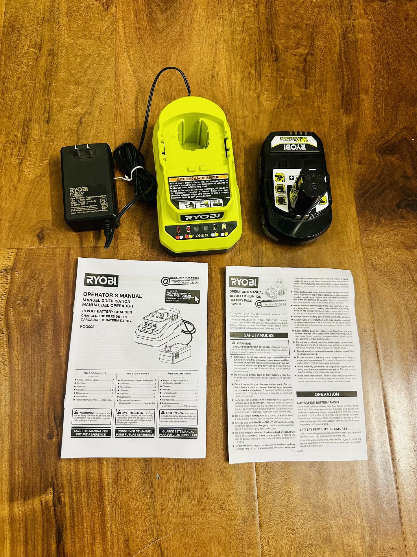 RYOBI Model PCG002 Lithium-Ion Charger And Model PBP003 2.0 Ah HIGH PERFORMANCE Battery $50/both