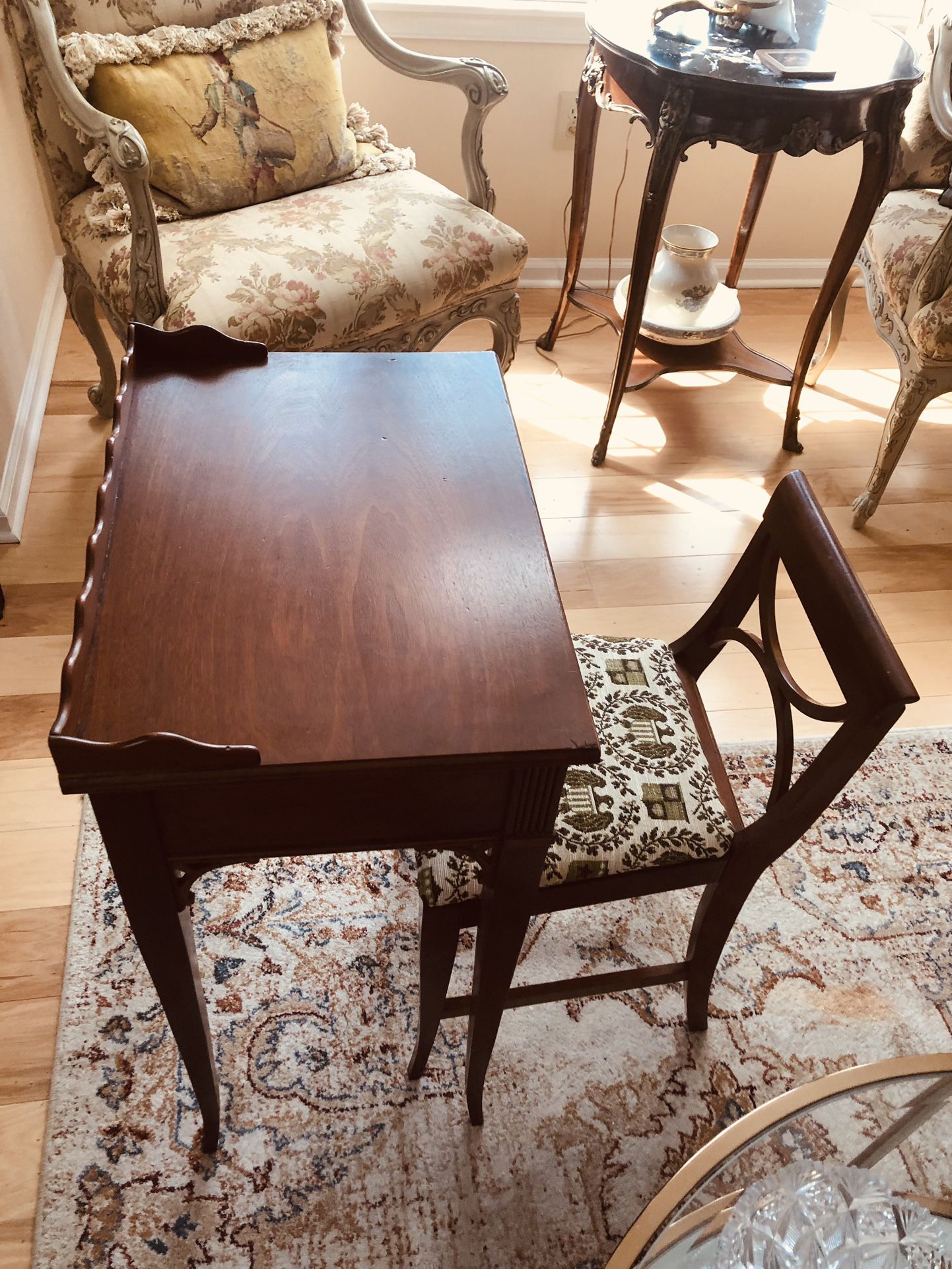 Lovely Antique Phone Table With Matching Chair 