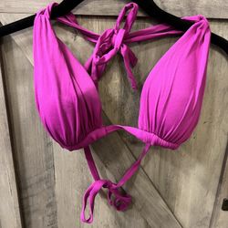 Magenta Swimsuit Bikini Ruched Triangle Top Small/Medium - Fits 34C