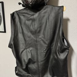 Motorcycle Vest Genuine Leather Conceal Carry Pocket