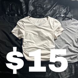 Black + Grey + White Crop, Scrunched Tees