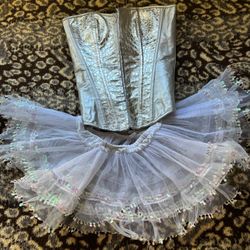silver corset and skirt 