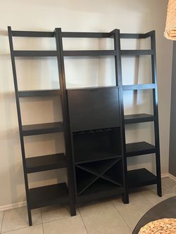 Crate and Barrel Three Piece Bar and Shelves Wall Unit
