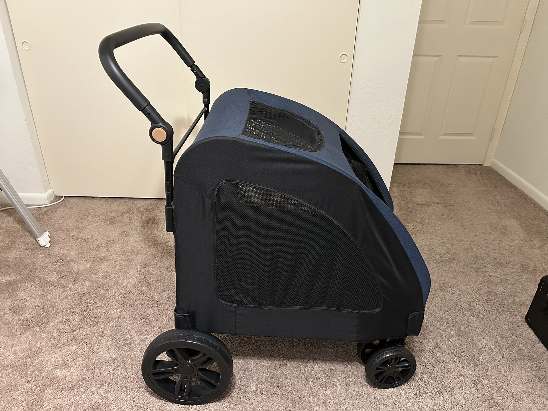 Pet Dog Stroller for Medium Large Dogs - Foldable Jogger 4 Wheels Pet
