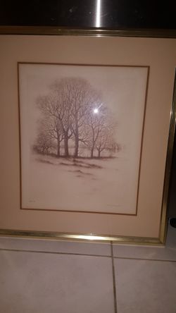 Framed Painting Of Trees By A. Mauglin