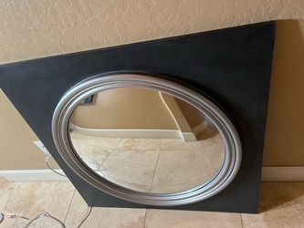 Wall Mirror with Black Frame and Oval Insert
