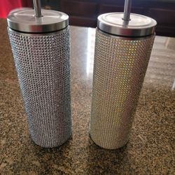 2 Rhinestone Water Tumblers 